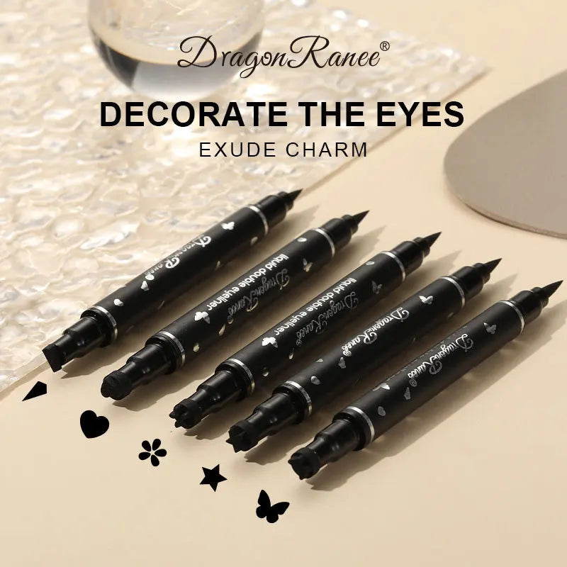 Double Head Star Seal Waterproof Eye Liner - Non-Smudging, Heart Plum Design