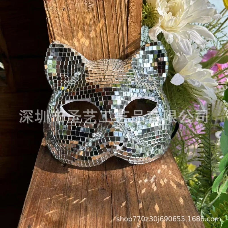Disco Reflective Glass Mirror Mask Halloween Costume for Women & Teens