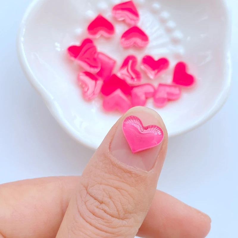 Mini Heart-Shaped Resin Embellishments for Scrapbooking and Jewelry Making - 50 Pieces