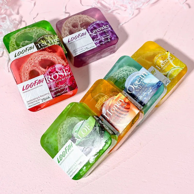 Lemon Oil and Loofah Soap - Natural Organic Facial Cleansing & Whitening