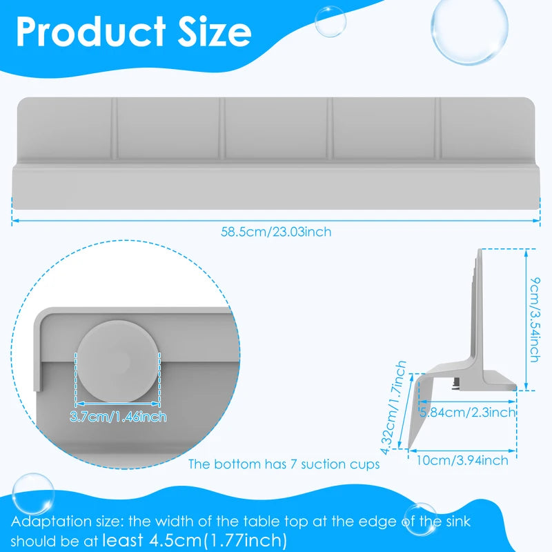 Silicone Sink Splash Guard with Non-Slip Suction - Kitchen Water Baffle Protector