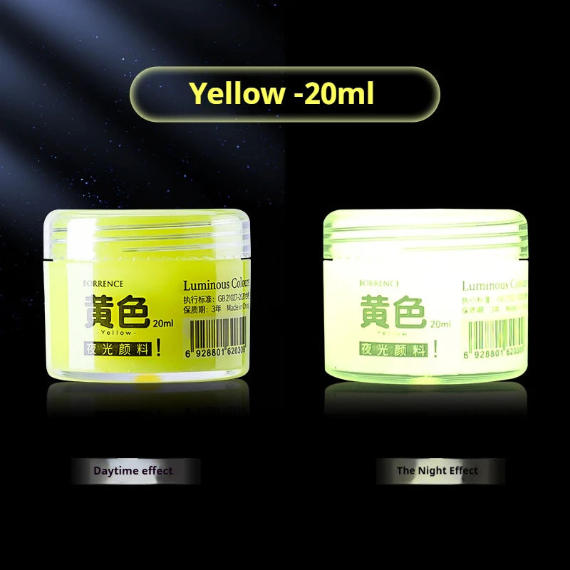 Glow-in-the-Dark Fluorescent Acrylic Pigment 20ml for DIY Art & Crafts