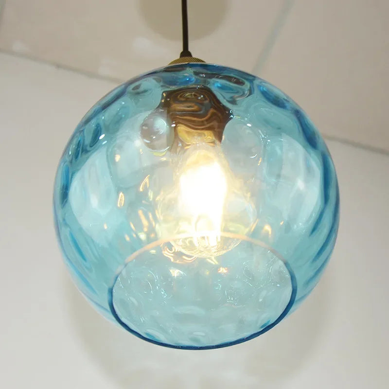 Modern LED Glass Pendant Light - Blue Hanging Lighting Fixture for Living and Dining Rooms