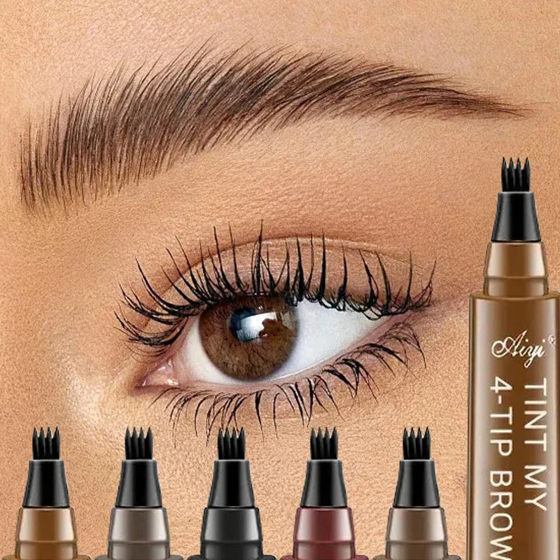 Waterproof 4-Point Eyebrow Pencil Set - Long Lasting Microblading Style Makeup