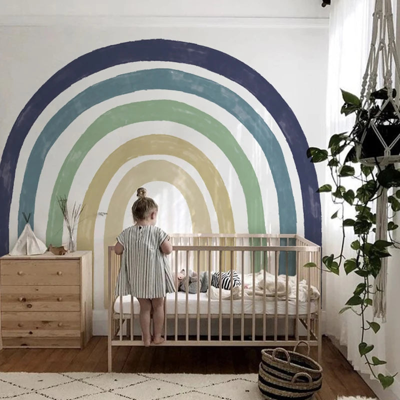 Large Watercolor Rainbow Wall Stickers Wallpaper for Nursery & Living Room