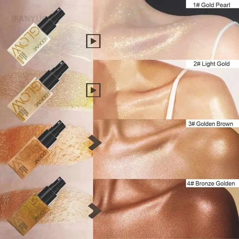 Pearlescent Glitter Spray - Shimmer Oil for Face & Body, Long-Lasting Glow