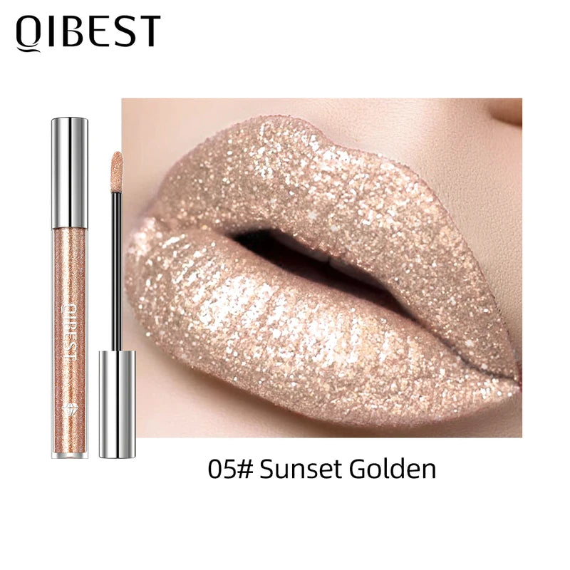Waterproof Long Lasting Glitter Lip Gloss with Pearl Shine - Shiny Lip Makeover