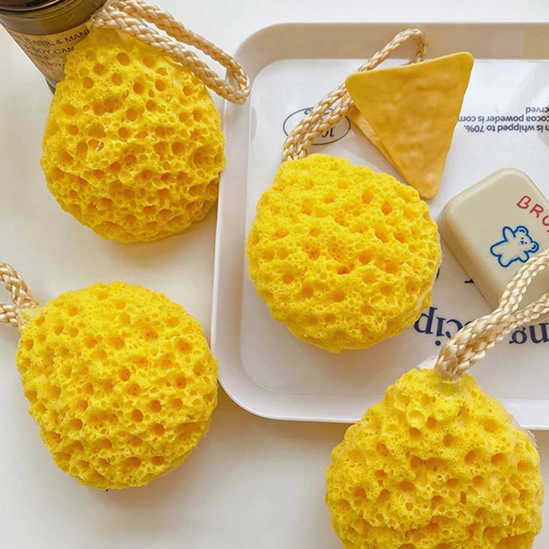 Cute Honeycomb Bath Sponge Ball - Soft Japanese Shower Loofah for Kids & Adults