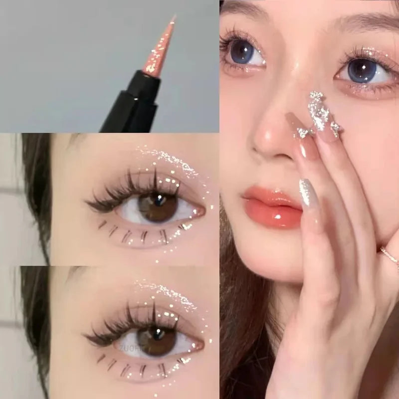 Bright Water-Resistant Glitter Eyeliner - Liquid Eye Makeup with Long-Lasting Shine