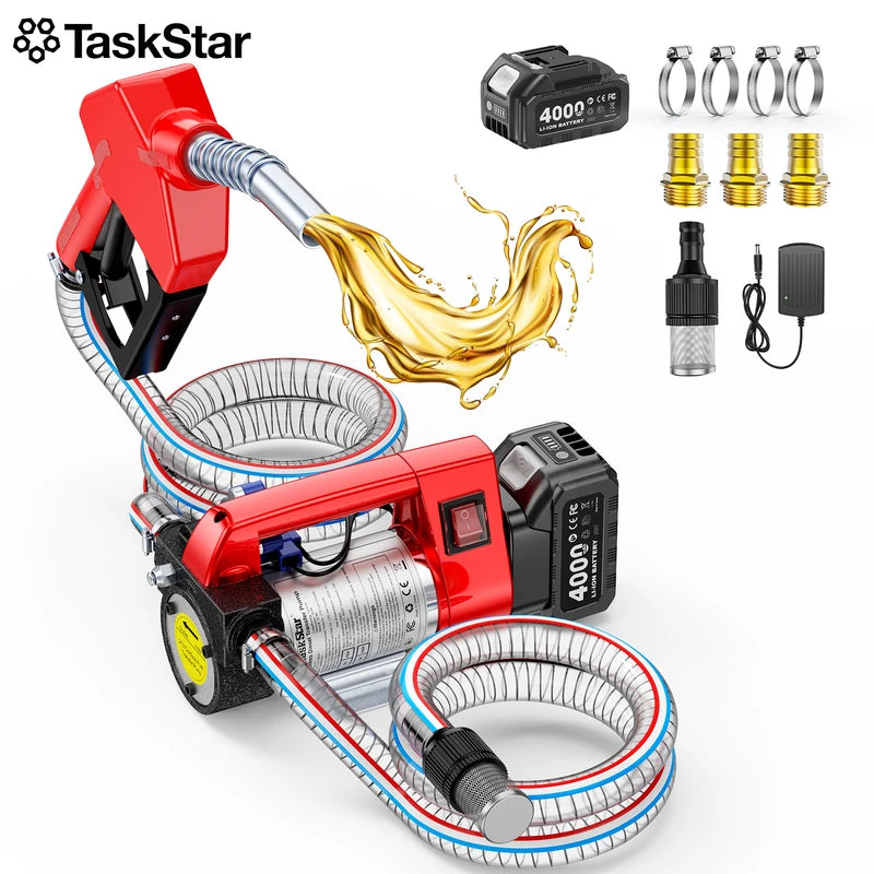 Cordless Fuel Transfer Pump Kit 12GPM for Diesel Kerosene with 2 Hoses & 18V Battery