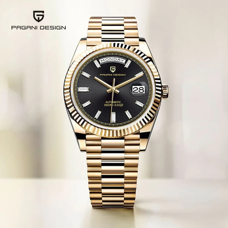 Luxury Automatic Men's Mechanical Watch with 100M Waterproof AR Sapphire Mirror