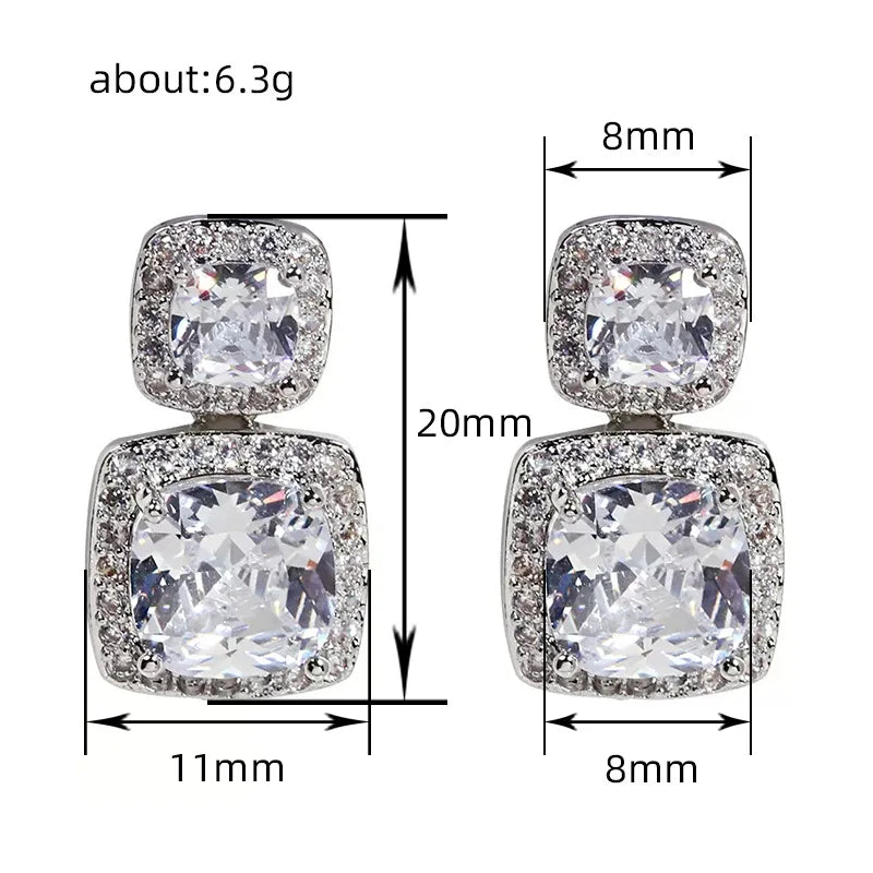 Dangle Earrings with Crystal CZ for Women - Silver Color Jewelry Accessory