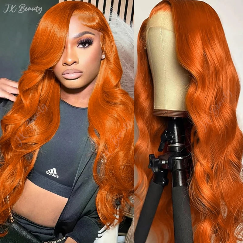 Ginger Orange Body Wave Lace Front Wig Human Hair for Women - Natural Color