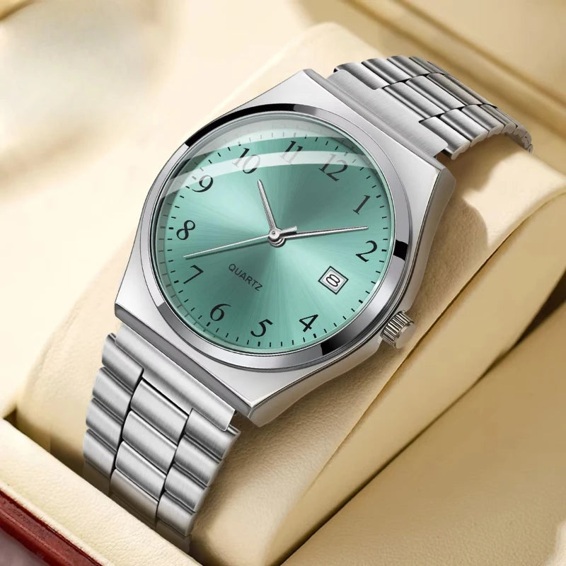 Casual Digital Ladies Watch with Stainless Steel Band - Multiple Colors