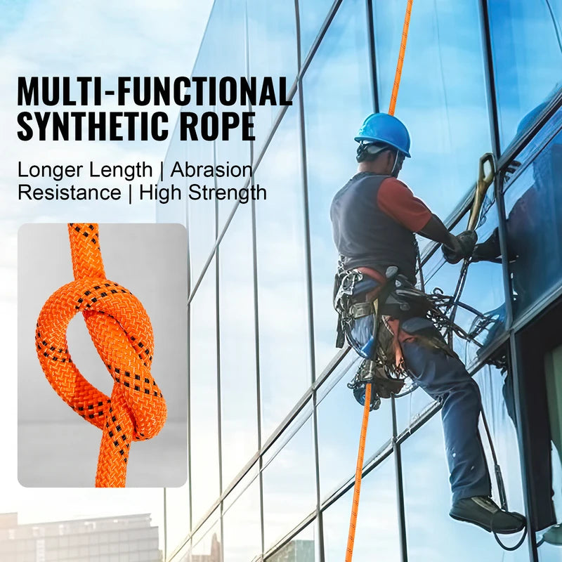 120ft Multi-Use Polyester Climbing Rope - Heavy Duty 3/8in 48-Strand Double Braided Cord