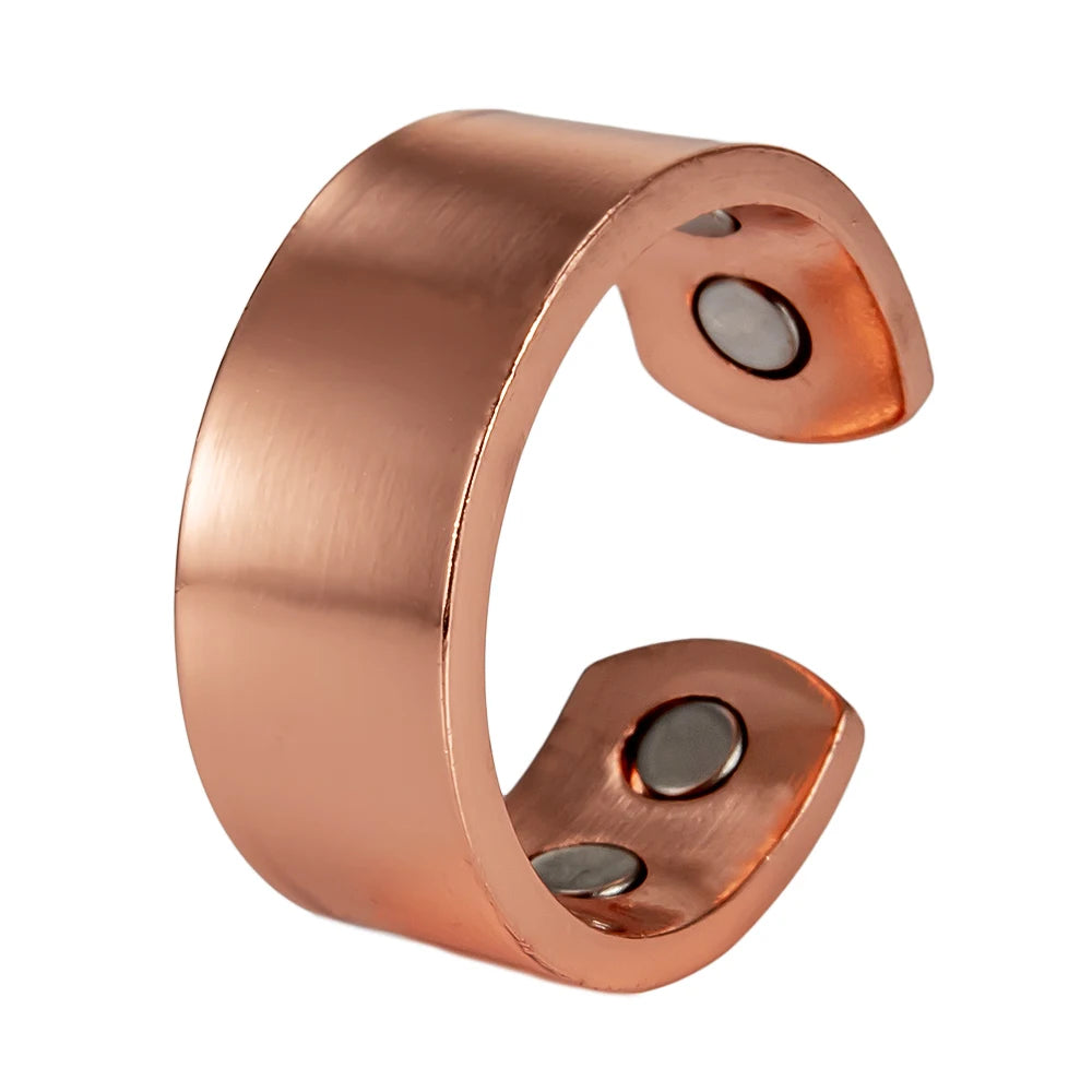 Magnetic Copper Rings Adjustable Open Cuff Jewelry for Pain Relief and Energy Balance