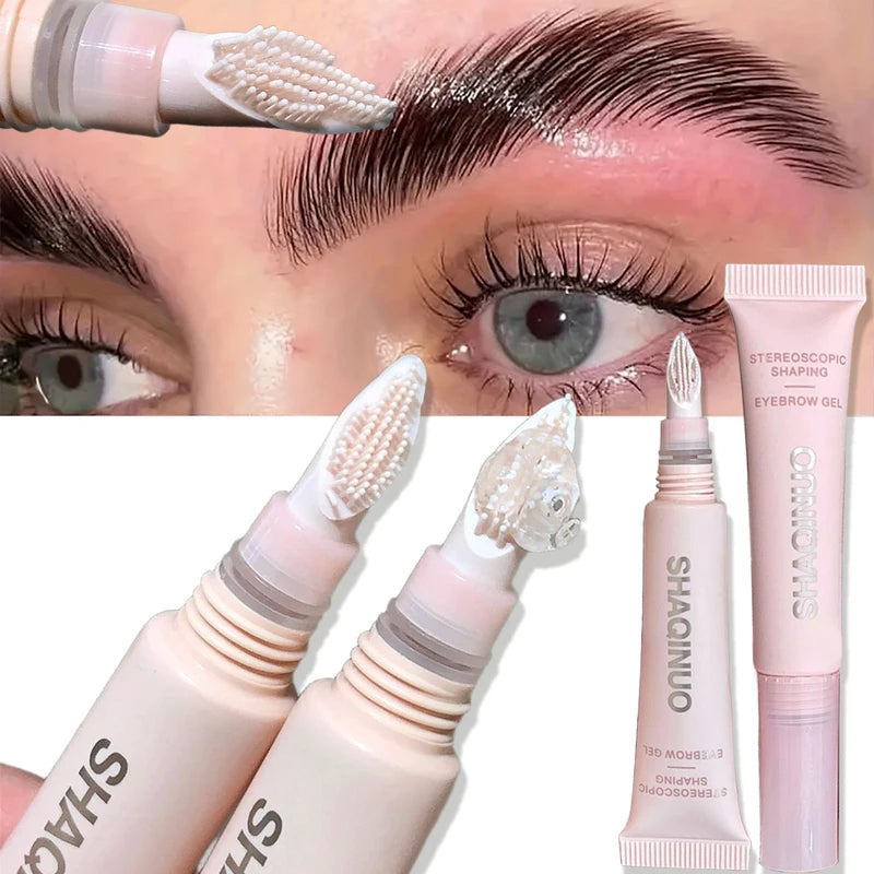 Waterproof 3D Brow Gel - Smudge-Proof Eyebrow Styling & Shaping with Silicone Brush