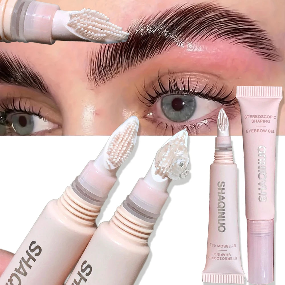 Waterproof 3D Brow Gel - Smudge-Proof Eyebrow Styling & Shaping with Silicone Brush