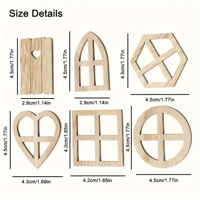 Wooden Fairy Window Decorations DIY Craft Supplies for Fairy Gardens and Scrapbooking