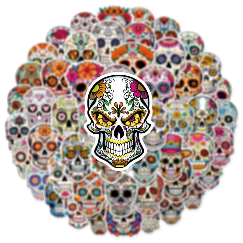 Skull Face Graffiti Stickers Pack for Travel, Notebooks, Skateboarding, Guitar & Helmet