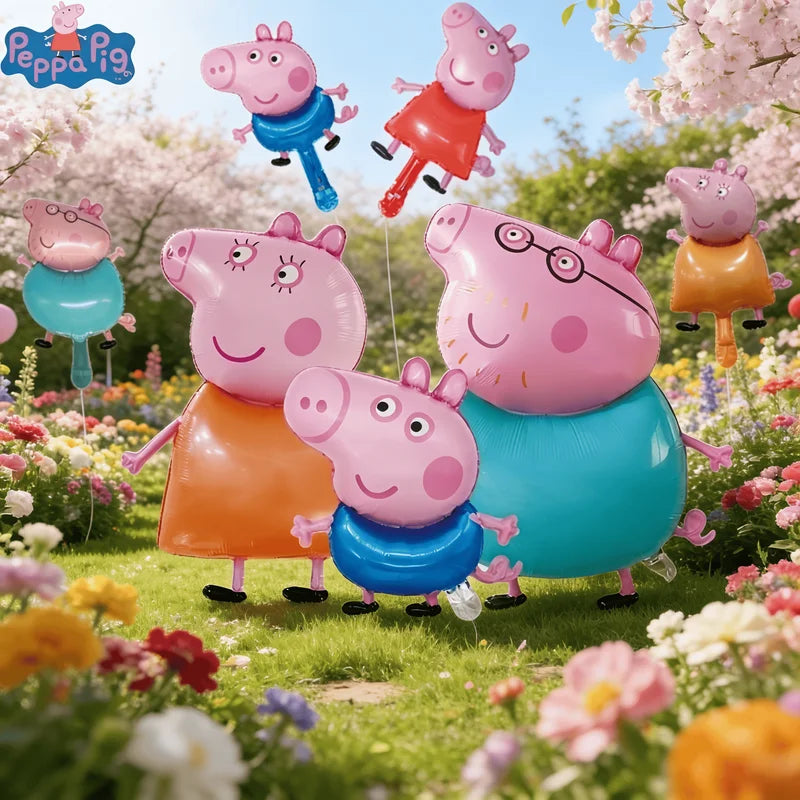 7pcs Peppa Pig Family Themed Birthday Balloons Party Decor Cartoon Kids Celebration