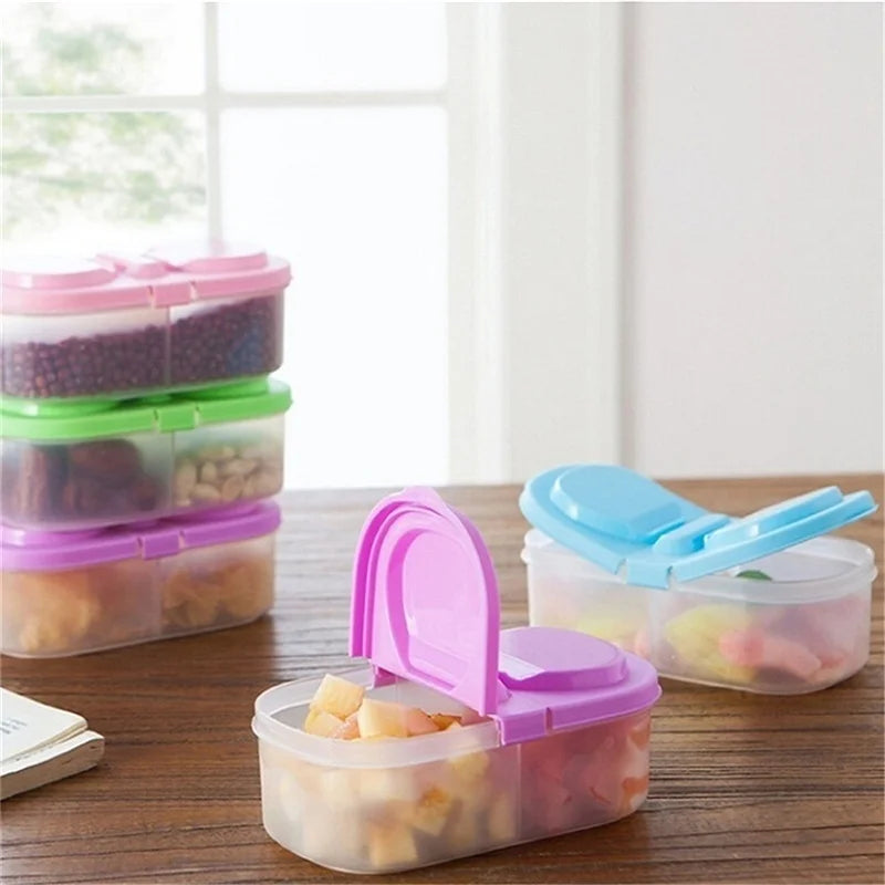 Portable Plastic Food Storage Box with Divided Compartments for Outdoor Lunch, Fruit, Snacks