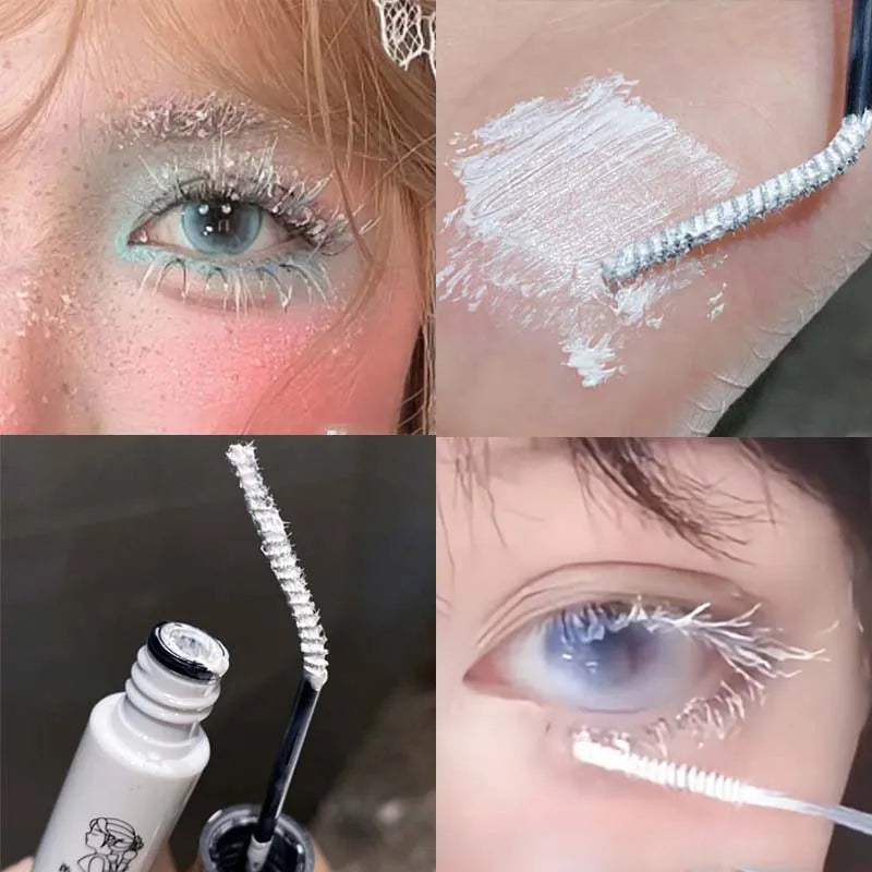 White Waterproof Mascara & Eyebrow Tint - Long-Wearing, Curling, Fast Drying