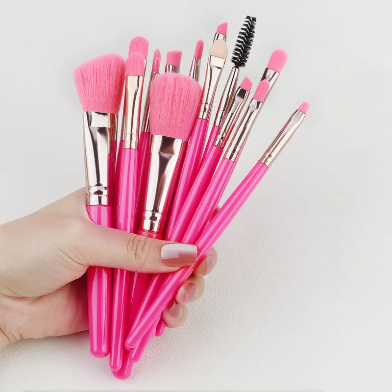 15pc Makeup Brush Set with Face Eye Lip Foundation Blush Eyelash Tools - Color Variations