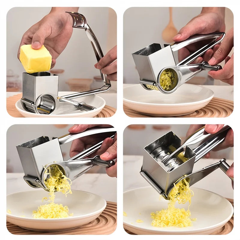 Stainless Steel Cheese Grater Hand Crank Slicer Kitchen Tool Multi-Function