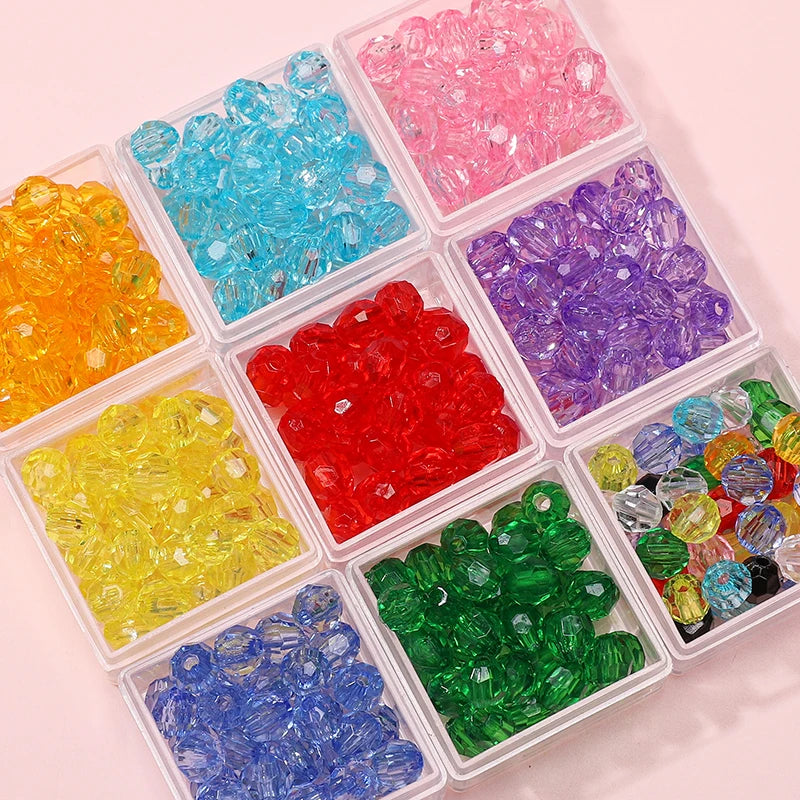 300pcs 6mm Crystal Acrylic Beads for Jewelry Making Loose Spacer Round Beads
