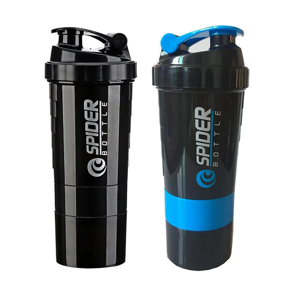 16 Oz Leak-Proof Protein Shaker Bottle with Multiple Compartments & Non-Slip Grip