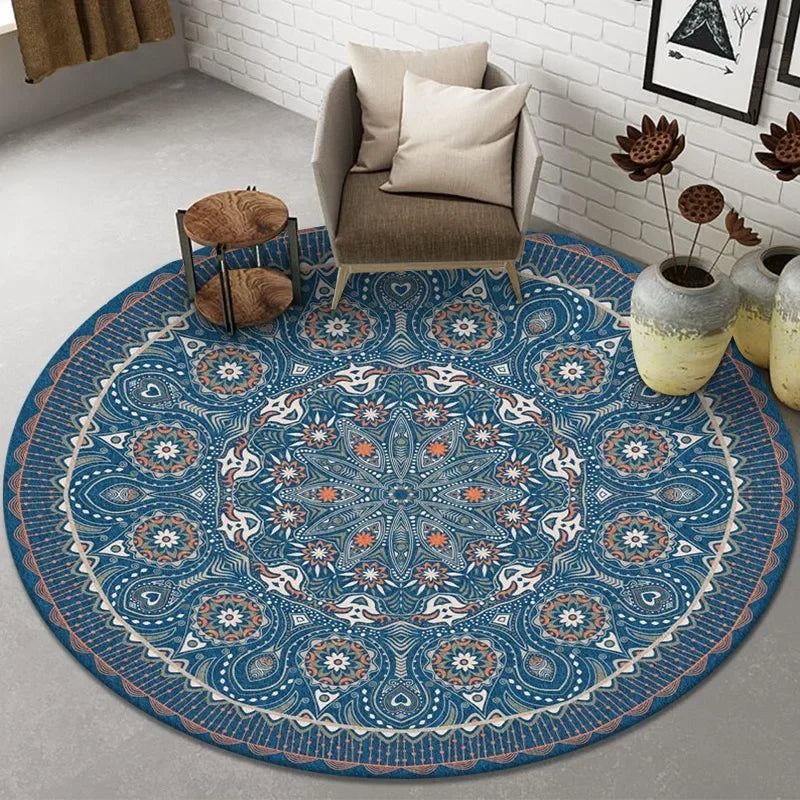 Kids Play Area Rug with Tree Ring Pattern Non-Slip Soft Carpet for Living Room Bedroom