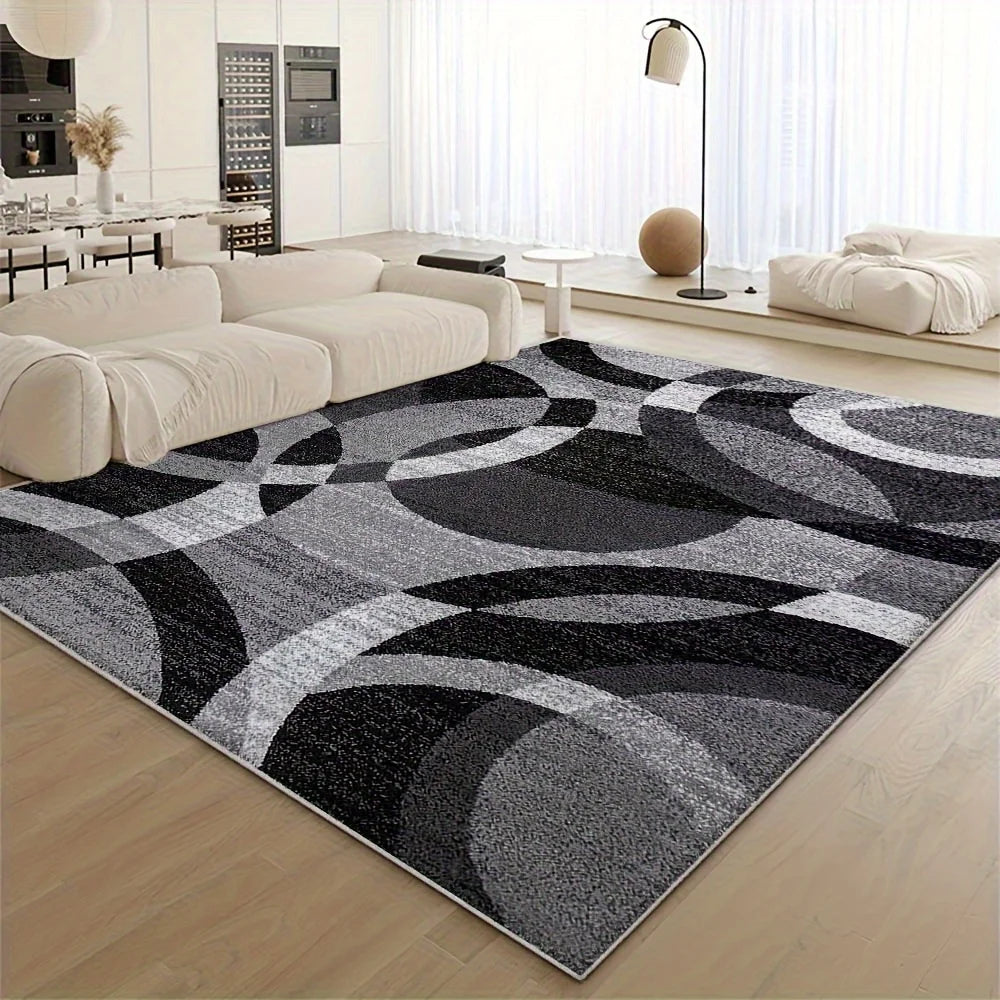 Geometric Non-Slip Rug for Living Room & Bedroom - Stain-Resistant Mat
