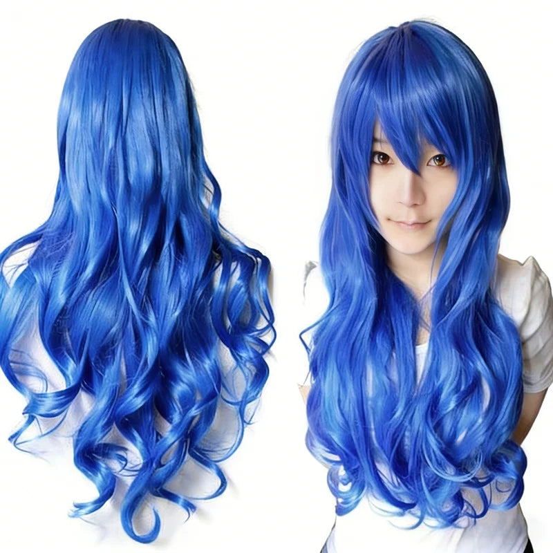 Synthetic Curly Anime Cosplay Wig with Adjustable Cap - Multiple Colors