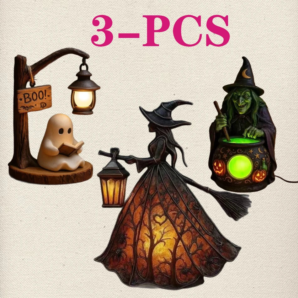 Halloween Witch Ghost 3D Lantern Lamp - Spooky Party Indoor Outdoor Decor