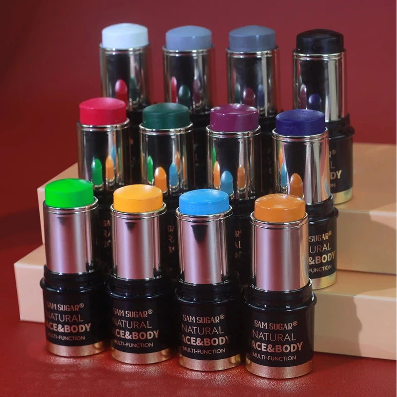 12-Color Waterproof Face & Body Paint Stick Neon Makeup Halloween Cosmeti