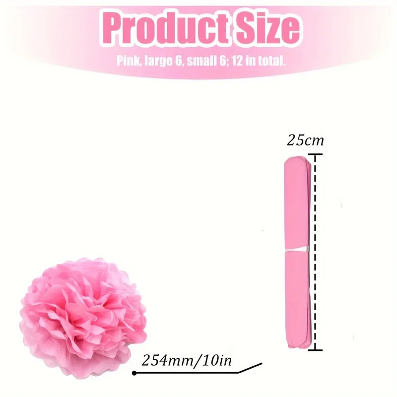 3-Pack 10 Inch Paper Pom Poms Hanging Decorations for Weddings & Parties