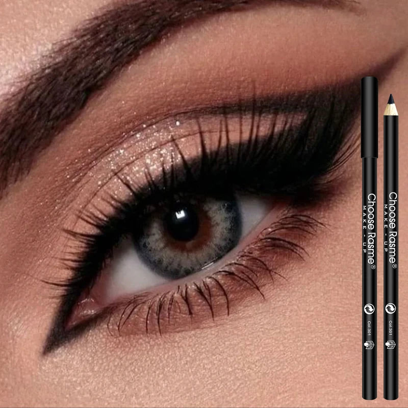 12pcs Waterproof Black Eyeliner Pencils - Smudge-Proof Long-Lasting Eye Makeup Set