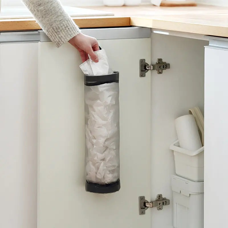 Wall Mount Mesh Storage Bag for Kitchen Garbage and Reuse - Grey