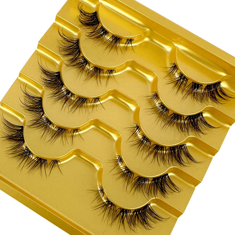 5 Pairs Mink Eyelashes False Lashes Natural Cross Cluster 3D Long Eye Makeup