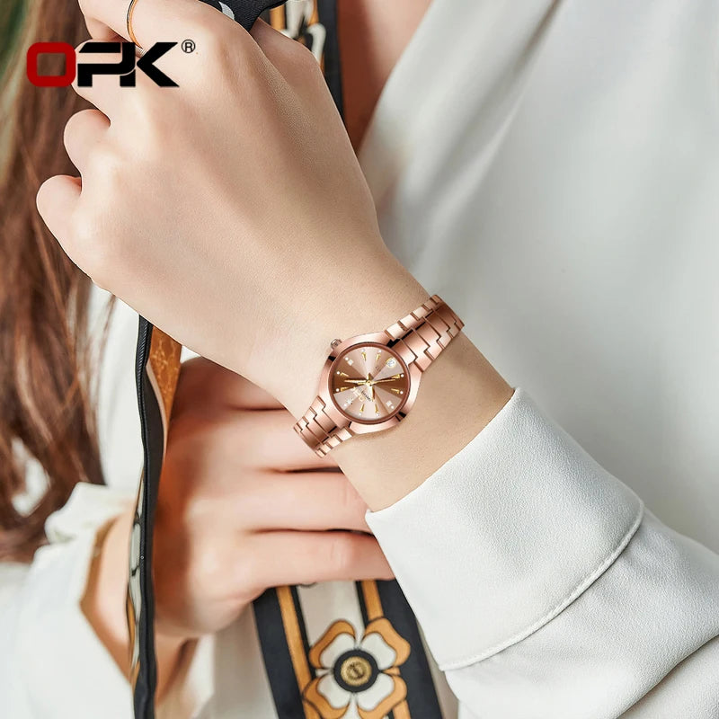 Women's Waterproof Luminous Watch with Zircon Dial and Date - Fashionable Ladies Wristwatch