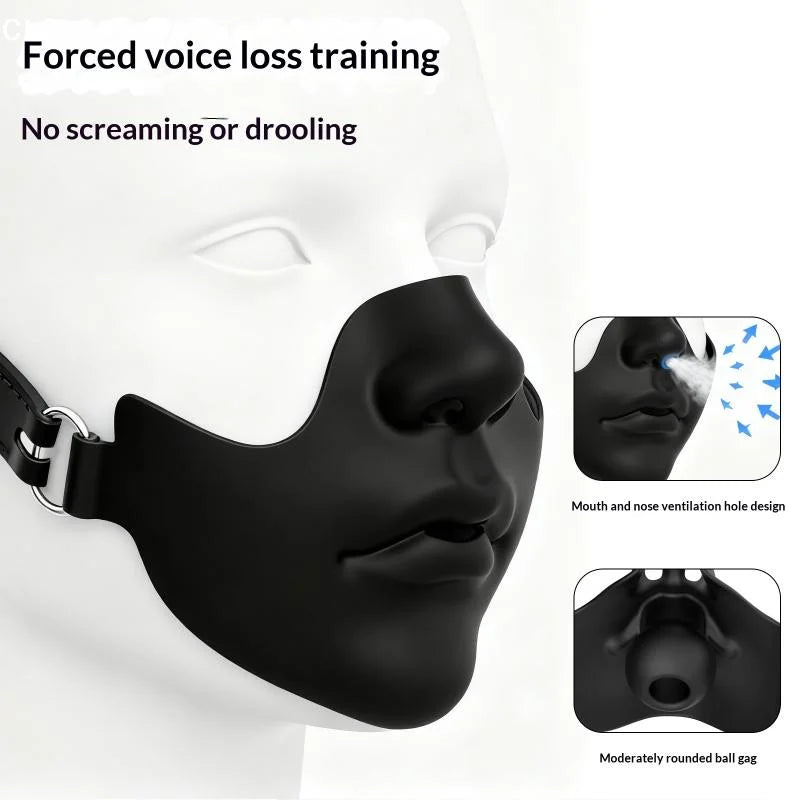 Black Silicone Half Face Mask with Adjustable Strap for Cosplay & Halloween