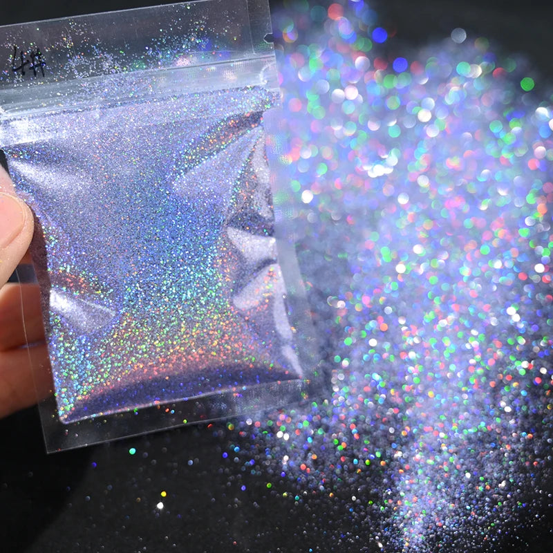 Fine Laser Nail Glitter Powder - Holographic Sparkly Dust for DIY Resin & Nail Art — Multiple Colors