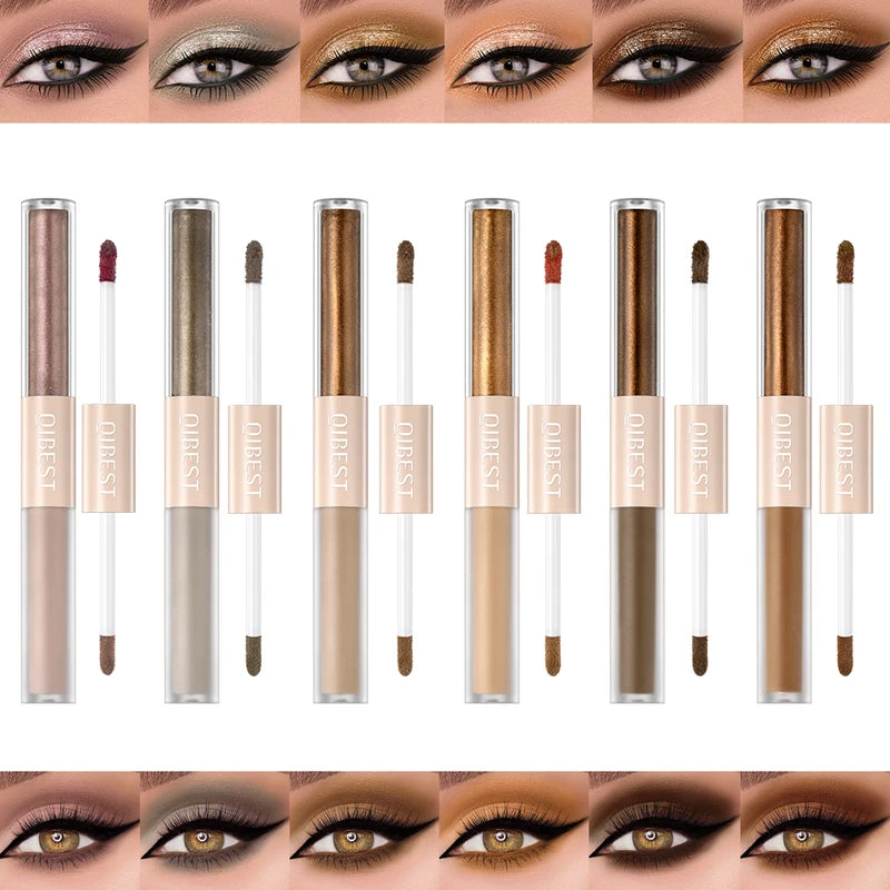 Double End Glitter Matte Eyeshadow Stick Pencil Waterproof Bicolor Makeup Tool