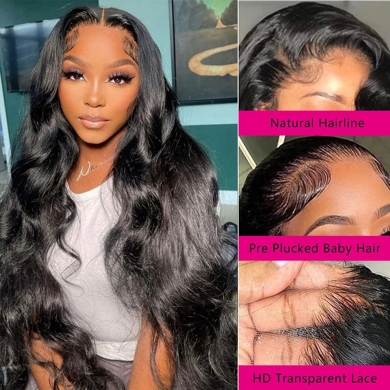 Brazilian Body Wave Lace Frontal Wig 13x4 HD Transparent Lace Pre-Plucked Ear to Ear