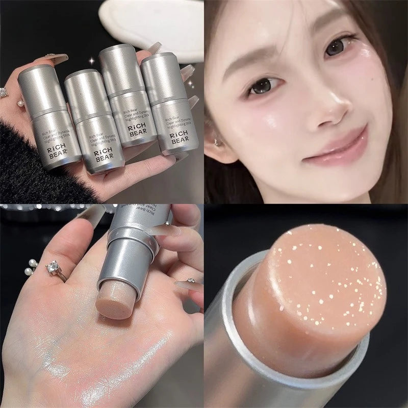 3-in-1 Highlighter Stick for Dewy Finish, Contour & Blush, Natural Glow Makeup