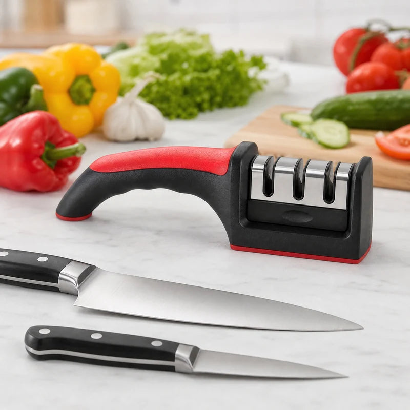3-in-1 Knife Sharpener with Tungsten Steel Stages - Kitchen & Chef Blades