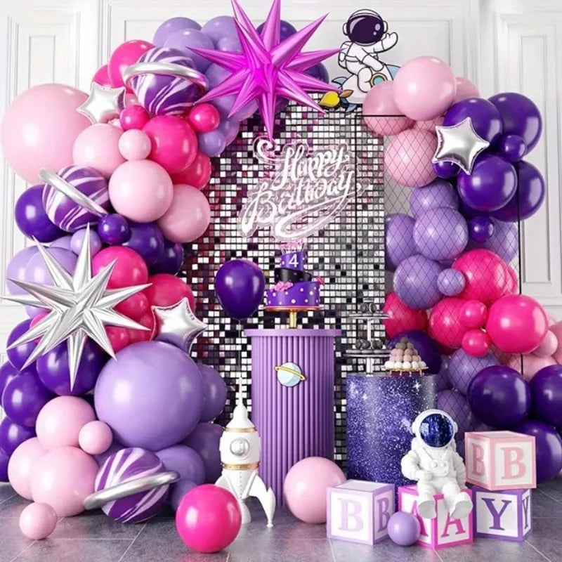 Hot Pink Purple Latex Balloons Garland Arch Kit - Indoor & Outdoor Party Decor
