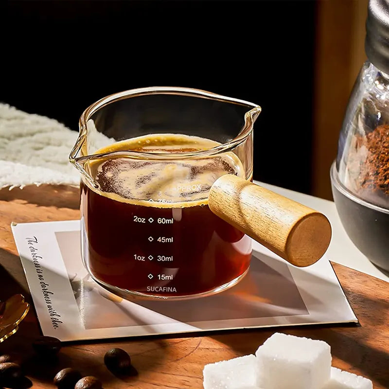 75ml Heat-Resisting Glass Espresso Measuring Cup with Handle and Scale