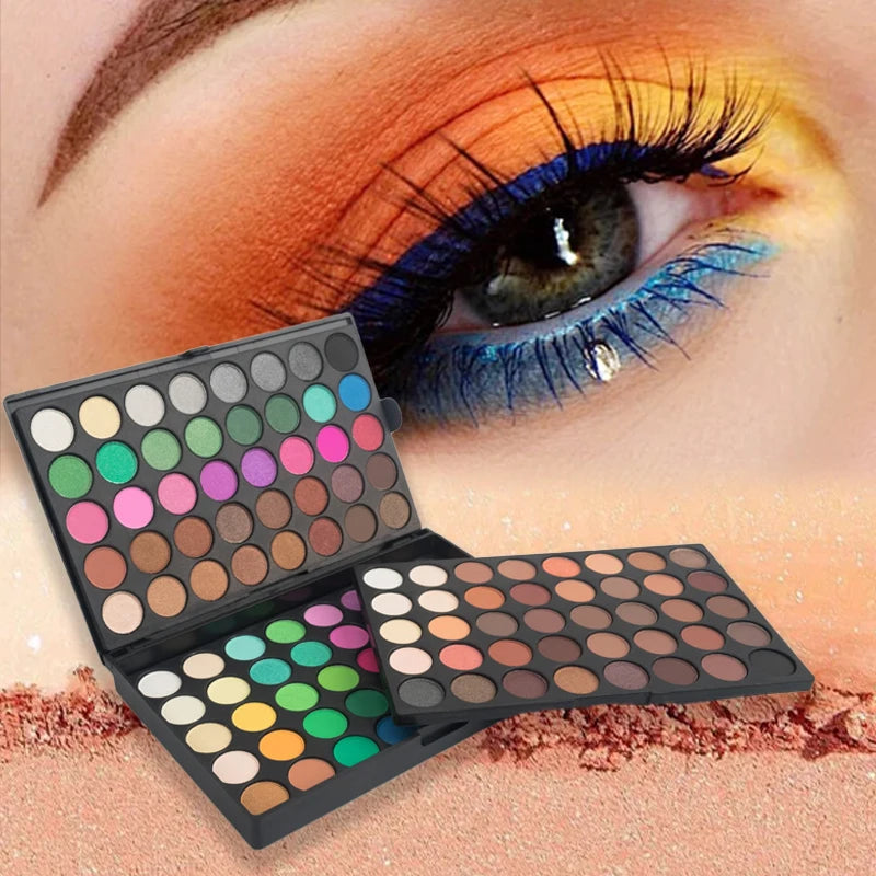 120 Color Eyeshadow Palette - 3-in-1 Matte, Shimmer, Glitter Long Lasting Waterproof Makeup